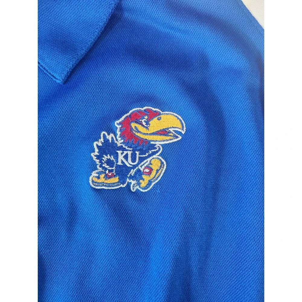 Adidas Kansas Jayhawks Polo Shirt ClimaCool‎ Polyester Mens XL Blue White Red